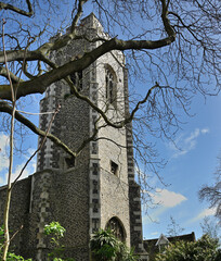 Wall Mural - Tower of the Merchant's House in Norwich town centre with typical Norfolk flint build