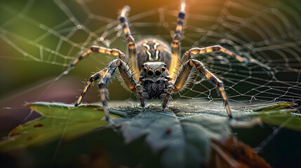 Wall Mural - a spider makes a web