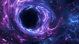 Fototapeta Perspektywa 3d - 3d render. Abstract neon background. Black hole at the center of the vortex. Particles leave luminous traces. Fantastic wallpaper
