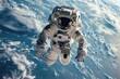 An astronaut floating in space  an International Space Station, AI generated