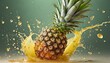 Ripe pineapple in a splash of juice