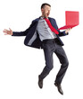 © master1305 - Young businessman in suit jumping with laptop isolated on transparent background. Expressing positive excitement. Project approved. Concept of dance and business, employment, success, career, office