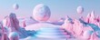 abstract glacier landscape background, surrealism vibe, a podium for product placement us, cosmetics etc, blue  and pink vintage color palette