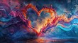 Vibrant Heart Shaped Splash of Pastel Paint Bursting with Emotional Energy and Expression