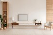 © Land Stock - Mockup a cabinet television wall mounted with decoration in living room and white wall