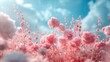 Dreamy Daze A Serene and Whimsical Floral Dreamscape in Pastel Hues with Floating Clouds and Enchanting Creatures