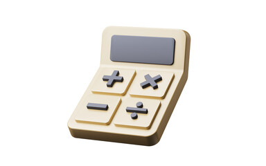 Isolated calculator with cartoon style, 3d rendering.