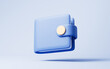 Blue cartoon leather wallet, 3d rendering.