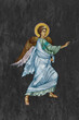 Christian traditional image of Archangel Gabriel. Religious illustration on black stone wall background in Byzantine style