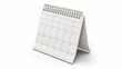 An agenda, almanac template with a front and side view of a desktop vertical paper calendar mockup. A realistic modern illustration, set of 10 images.
