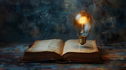 Wall Mural - The Spark of Enlightenment An Illuminated Tome Floating in the Dark Igniting the Pursuit of Knowledge