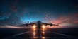 Cargo Plane Preparing for Transcontinental Flight Under Dramatic Night Sky