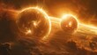 A binary star system, two suns locked in an eternal dance around their common center of mass.