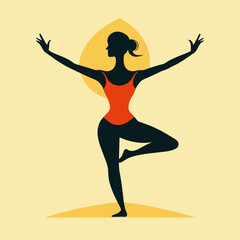 Wall Mural - silhouette of a woman doing yoga exercise