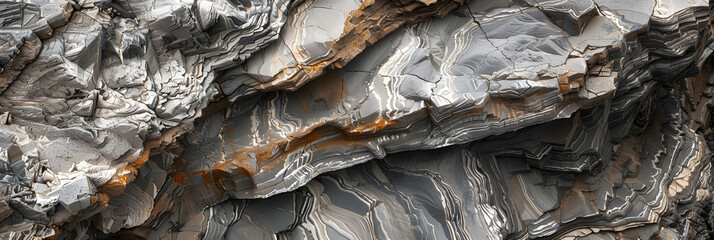 Canvas Print - A close up of bedrock with a textured grey and white formation, creating a stunning landscape on the mountain slope