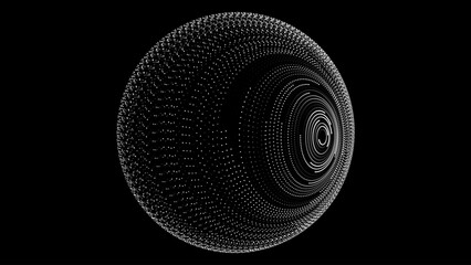 Poster - Abstract Spherical Form Consisting of Small Particles. 3D Objects with Dots. Molecular Grid. Futuristic Connection Structure for Technology and Science. Vector Illustration.