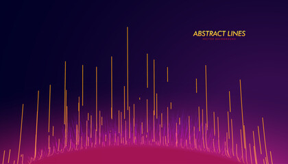 Aufkleber - Abstract Flowing Lines. Speed Lines Lights Graphics. Futuristic Linear Backdrop Planet Atmosphere HUD Design Concept. Technology, Big Data, Science Theme Template. Wide Wallpaper Vector Illustration.