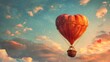 Heart Shaped Hot Air Balloon Soaring Through a Breathtaking Sunset Sky Basket Ready for Romantic Adventures