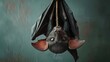 Cute 3D vampire bat hanging upside down, comic fright, ideal for quirky Halloween decoration ideas