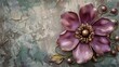 3D Flower Wallpaper on textured background , Digital art , Home decor , Vintage Floral , Artistic Wallpaper