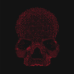 Fototapete - Skull Binary ASCII Art. Ones and Zeroes. Danger Piracy Sign of Binary Numbers. Hacking, DDOS Attack Spam Scam Ransomware Malware Data Breach Computer Virus Concept. Vector Illustration.