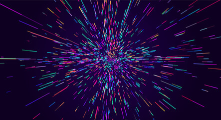 Poster - Abstract Vector Explosion. Colorful Light Rays Background. Abstract Shatter Burst. Cosmic Background for Event, Party, Carnival, Celebration, Anniversary. Vector Illustration.