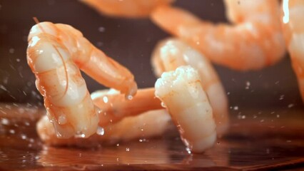 Canvas Print - Super slow motion shrimps. High quality FullHD footage