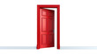 © K2Kstock - Modern red open door isolated on transparent background. Interior design concept.