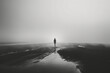 © Visual Craft - lonely figure walking in mist, concept of loneliness, dramatic silhouette standing alone (2)