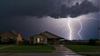 Lightning striking a neighboring home