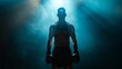 A boxer's silhouette stands ready in the spotlight, a symbol of power and preparation for victory, captured in vivid 4k