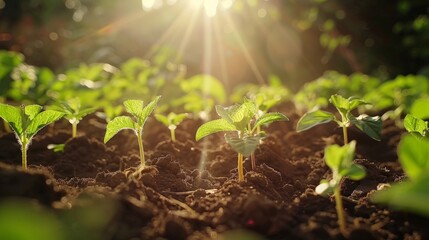 concept agriculture planting seeding growing step in garden with sunshine