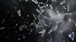 Shattered glass pieces separated in the air. Generative AI