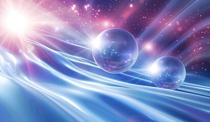 Wall Mural - enchanting cosmic landscape with gleaming stars and ethereal spheres