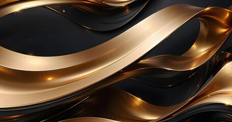 Wall Mural - Luxurious and dynamic shining metallic golden wave abstract animation background material. 豪華でダイナミックな輝くメタリック金色のウェーブ抽象的なアニメーションの背景素材