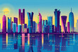 Doha flat vector gradient city skyline