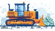 A bulldozer is dozing money into pile Conceptual illustration suitable for advertising and promotion,illustration style
