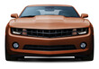 Powerful American muscle car in full brown color front view. Isolated on a transparent background.