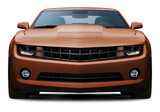 Fototapeta  - Powerful American muscle car in full brown color front view. Isolated on a transparent background.