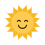 Fototapeta  - Happy sun icon. Cute smiling summer sunshine.