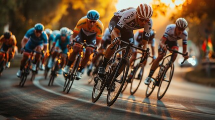 Cycling competition, cyclist athletes riding a race