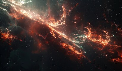Wall Mural - Abstract fiery fractal energy explosion in space
