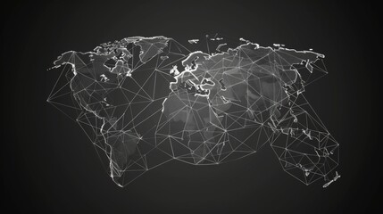 Leinwandbilder - Infographics based on wireframe world map; polygon elements
