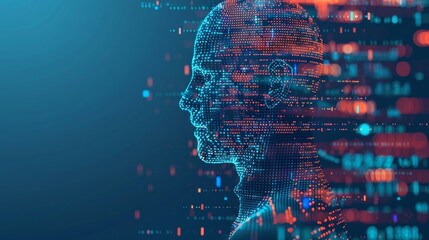 Leinwandbilder - An image of a man combined with programming code, representing artificial intelligence or AI