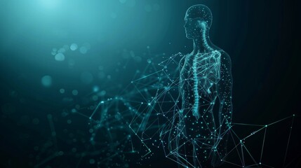 Leinwandbilder - A digital body analysis interface in the shape of a human incorporating medical technology