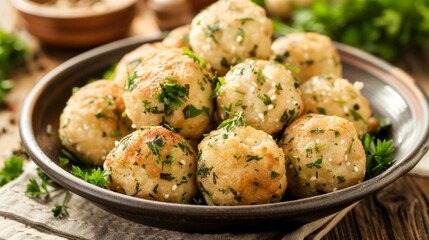 Poster - Close up of Meatballs and Parsley in a Bowl