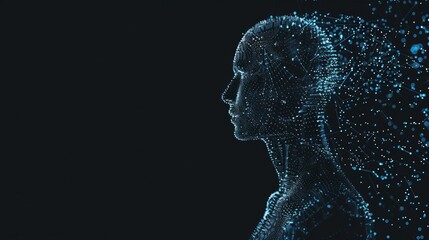 Aufkleber - A concept of the digital twin or the machine learning, which combines the shape of a human with an electronic pattern