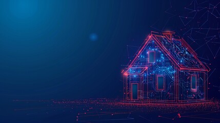 Aufkleber - Design concept for smart homes with an electronic pattern, graphic of a futuristic house
