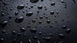 Black background with water drops creating a captivating contrast on a two-dimensional plane. Water drops on a minimalist scene radial gradient.