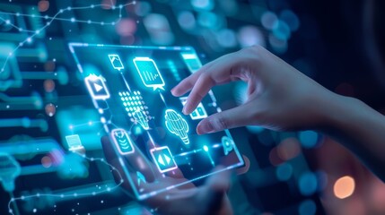 Leinwandbilder - Mobile technology and telecommunications network with 5G LTE data connection of global business, fintech, blockchain, and other technologies.....